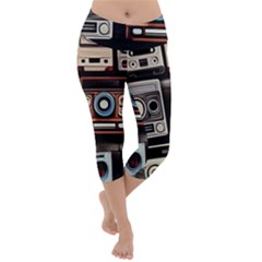 Retro Cameras Old Vintage Antique Technology Wallpaper Retrospective Lightweight Velour Capri Yoga Leggings