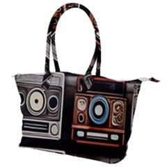 Retro Cameras Old Vintage Antique Technology Wallpaper Retrospective Canvas Shoulder Bag