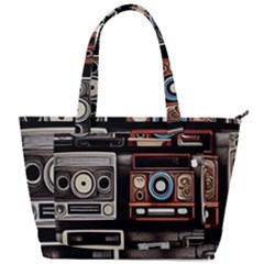 Retro Cameras Old Vintage Antique Technology Wallpaper Retrospective Back Pocket Shoulder Bag 