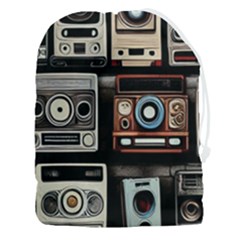 Retro Cameras Old Vintage Antique Technology Wallpaper Retrospective Drawstring Pouch (3XL)