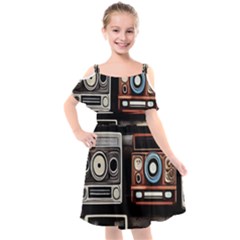 Retro Cameras Old Vintage Antique Technology Wallpaper Retrospective Kids  Cut Out Shoulders Chiffon Dress