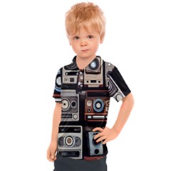 Retro Cameras Old Vintage Antique Technology Wallpaper Retrospective Kids  Polo T-Shirt