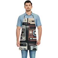 Retro Cameras Old Vintage Antique Technology Wallpaper Retrospective Kitchen Apron