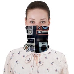 Retro Cameras Old Vintage Antique Technology Wallpaper Retrospective Face Covering Bandana (Adult)