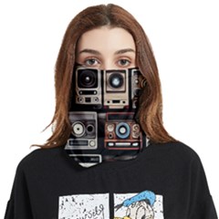 Retro Cameras Old Vintage Antique Technology Wallpaper Retrospective Face Covering Bandana (Two Sides)