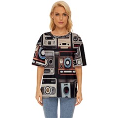 Retro Cameras Old Vintage Antique Technology Wallpaper Retrospective Oversized Basic T-Shirt