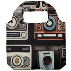 Retro Cameras Old Vintage Antique Technology Wallpaper Retrospective Foldable Grocery Recycle Bag