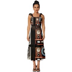 Retro Cameras Old Vintage Antique Technology Wallpaper Retrospective Tie-Strap Tiered Midi Chiffon Dress