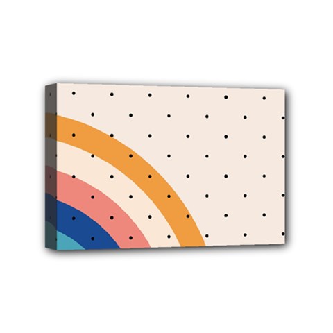 Abstract Geometric Bauhaus Polka Dots Retro Memphis Rainbow Mini Canvas 6  X 4  (stretched)