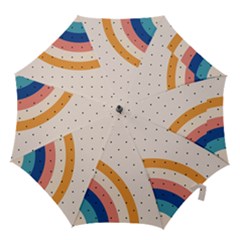 Abstract Geometric Bauhaus Polka Dots Retro Memphis Rainbow Hook Handle Umbrellas (small)