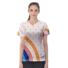 Abstract Geometric Bauhaus Polka Dots Retro Memphis Rainbow Women s Sport Mesh T-shirt