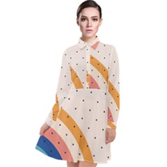 Abstract Geometric Bauhaus Polka Dots Retro Memphis Rainbow Long Sleeve Chiffon Shirt Dress