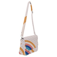 Abstract Geometric Bauhaus Polka Dots Retro Memphis Rainbow Shoulder Bag With Back Zipper