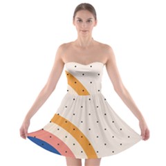 Abstract Geometric Bauhaus Polka Dots Retro Memphis Rainbow Strapless Bra Top Dress