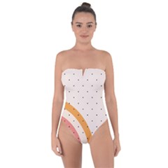 Abstract Geometric Bauhaus Polka Dots Retro Memphis Rainbow Tie Back One Piece Swimsuit