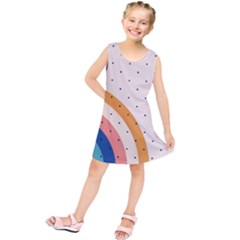 Abstract Geometric Bauhaus Polka Dots Retro Memphis Rainbow Kids  Tunic Dress by Maspions