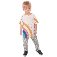 Abstract Geometric Bauhaus Polka Dots Retro Memphis Rainbow Kids  Raglan T-shirt