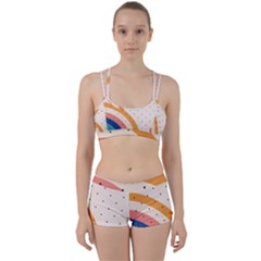 Abstract Geometric Bauhaus Polka Dots Retro Memphis Rainbow Perfect Fit Gym Set by Maspions