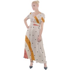 Abstract Geometric Bauhaus Polka Dots Retro Memphis Rainbow Button Up Short Sleeve Maxi Dress by Maspions