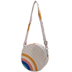 Abstract Geometric Bauhaus Polka Dots Retro Memphis Rainbow Crossbody Circle Bag by Maspions