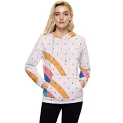 Abstract Geometric Bauhaus Polka Dots Retro Memphis Rainbow Women s Lightweight Drawstring Hoodie