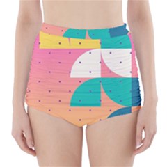 Abstract Geometric Bauhaus Polka Dots Retro Memphis Art High-waisted Bikini Bottoms