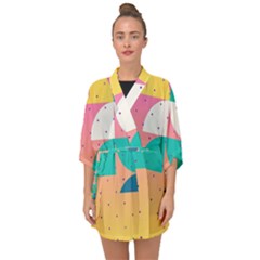 Abstract Geometric Bauhaus Polka Dots Retro Memphis Art Half Sleeve Chiffon Kimono