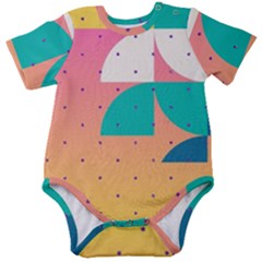 Abstract Geometric Bauhaus Polka Dots Retro Memphis Art Baby Short Sleeve Bodysuit