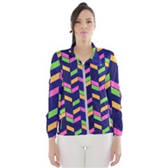 Background Pattern Geometric Pink Yellow Green Women s Windbreaker by Maspions