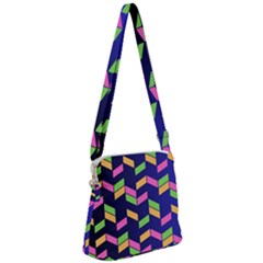 Background Pattern Geometric Pink Yellow Green Zipper Messenger Bag