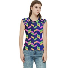 Background Pattern Geometric Pink Yellow Green Women s Raglan Cap Sleeve T-shirt