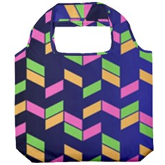 Background Pattern Geometric Pink Yellow Green Foldable Grocery Recycle Bag