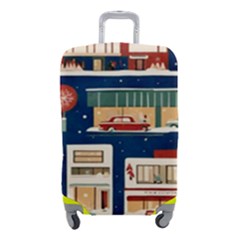 Cars Snow City Landscape Vintage Old Time Retro Pattern Luggage Cover (small) by Maspions