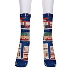 Cars Snow City Landscape Vintage Old Time Retro Pattern Crew Socks