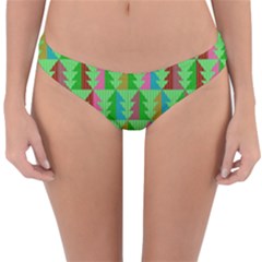 Trees Pattern Retro Pink Red Yellow Holidays Advent Christmas Reversible Hipster Bikini Bottoms