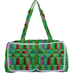 Trees Pattern Retro Pink Red Yellow Holidays Advent Christmas Multi Function Bag
