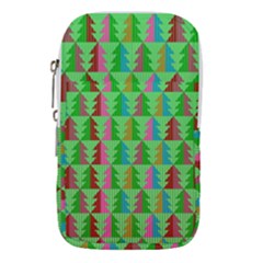 Trees Pattern Retro Pink Red Yellow Holidays Advent Christmas Waist Pouch (small)