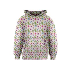 Pattern Flowers Leaves Green Purple Pink Kids  Pullover Hoodie