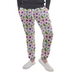 Pattern Flowers Leaves Green Purple Pink Men s Jogger Sweatpants by Maspions