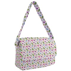 Pattern Flowers Leaves Green Purple Pink Courier Bag