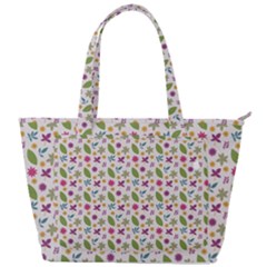 Pattern Flowers Leaves Green Purple Pink Back Pocket Shoulder Bag 