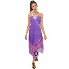 Colorful Labstract Wallpaper Theme Halter Tie Back Dress  by Apen