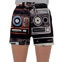 Retro Cameras Old Vintage Antique Technology Wallpaper Retrospective Sleepwear Shorts by Grandong