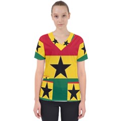 4ab Ericksays Ghana Flag Women s V-neck Scrub Top by tratney
