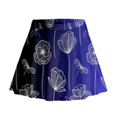 Pattern Floral Leaves Botanical White Flowers Mini Flare Skirt by Maspions