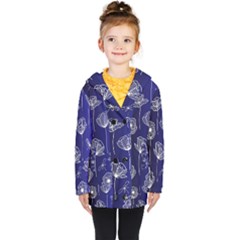 Pattern Floral Leaves Botanical White Flowers Kids  Double Breasted Button Coat by Maspions