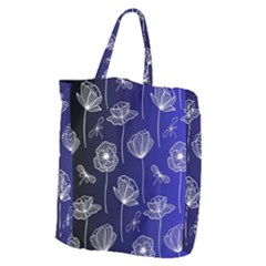 Pattern Floral Leaves Botanical White Flowers Giant Grocery Tote by Maspions