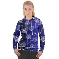 Pattern Floral Leaves Botanical White Flowers Women s Overhead Hoodie