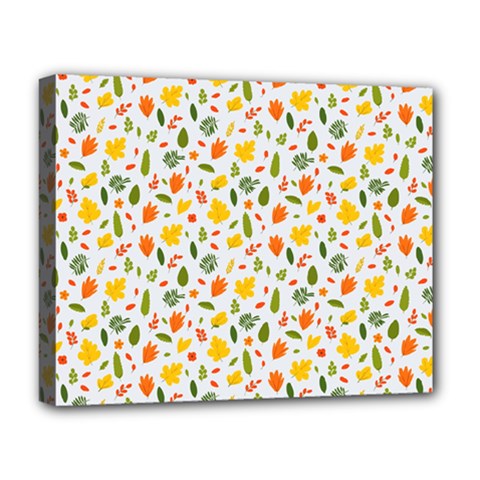 Background Pattern Flowers Leaves Autumn Fall Colorful Leaves Foliage Deluxe Canvas 20  X 16  (stretched) by Maspions