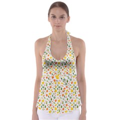 Background Pattern Flowers Leaves Autumn Fall Colorful Leaves Foliage Tie Back Tankini Top